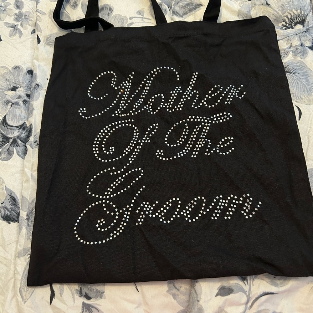 Black Tote Bag with Rhinestone Design for wedding for Mother of the Groom